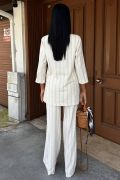 Blazer Ceketli Çizgili Keten Takım 10186 resmi